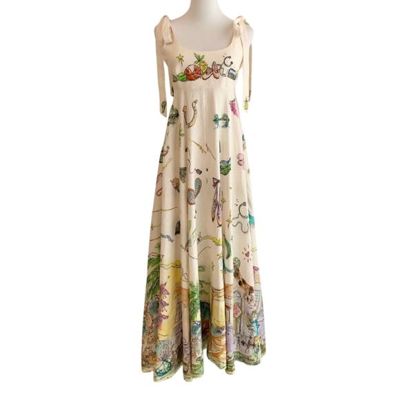 Alemais Anouk Colantoni Ballet Tie-Strap Midi Dress US 2 - Picture 9 of 13